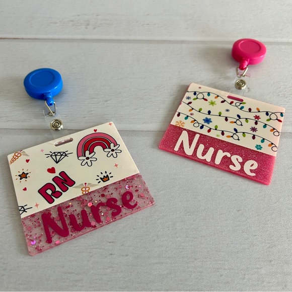 Glitter Badge Buddy | Nurse Card Holder | RN ID Tag Backer and Retractable Reel - Picture 2 of 12